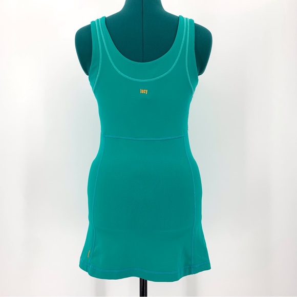 lucy Sea Green Power Yoga Extra Long Moisture Wicking Tank, Small - Picture 6 of 16